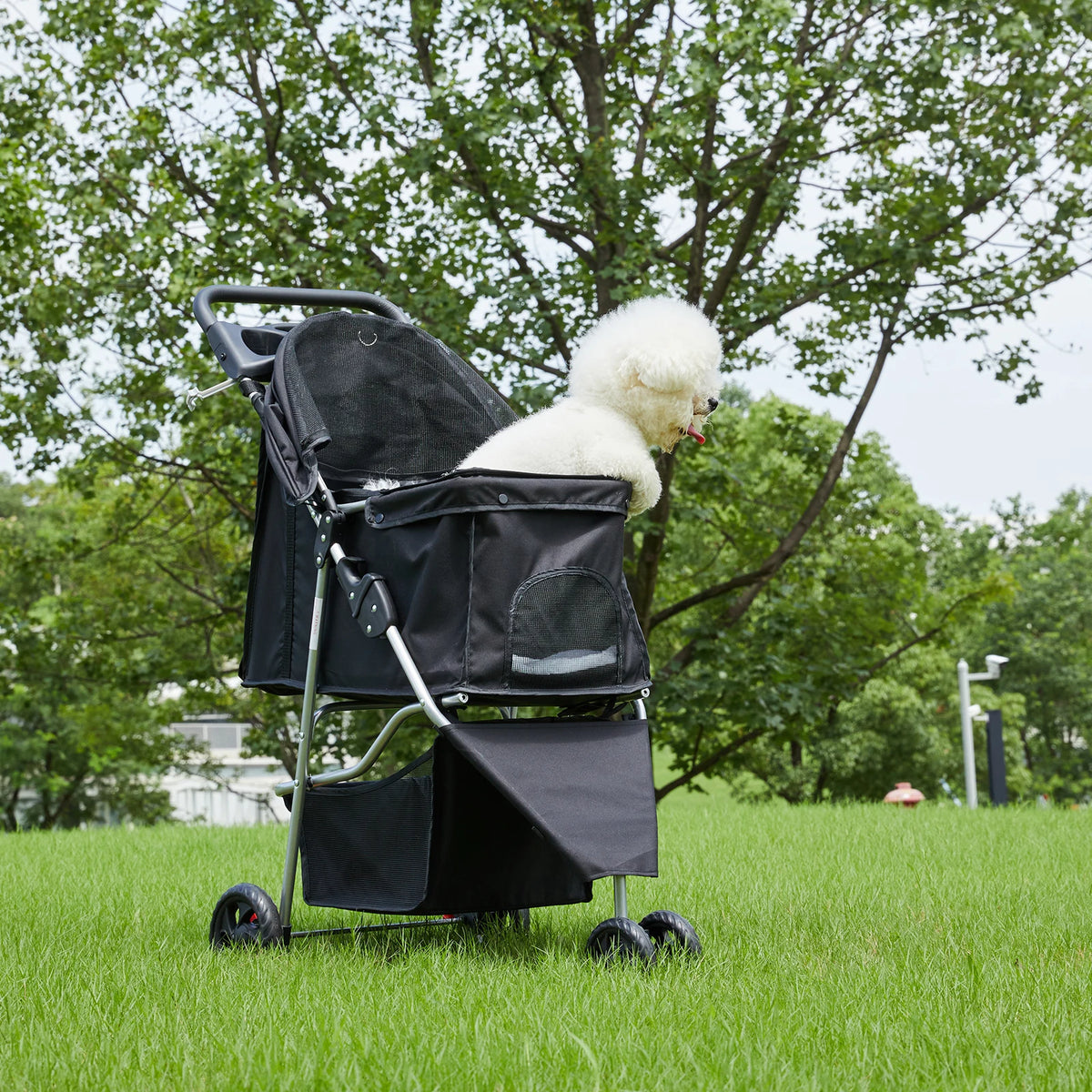 DUMOS Three Wheel Foldable Pet Stroller for Dogs and Cats