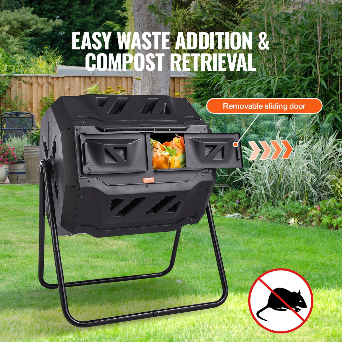 SucceBuy Dual Chamber Tumbling Compost Bin for Garden Composting