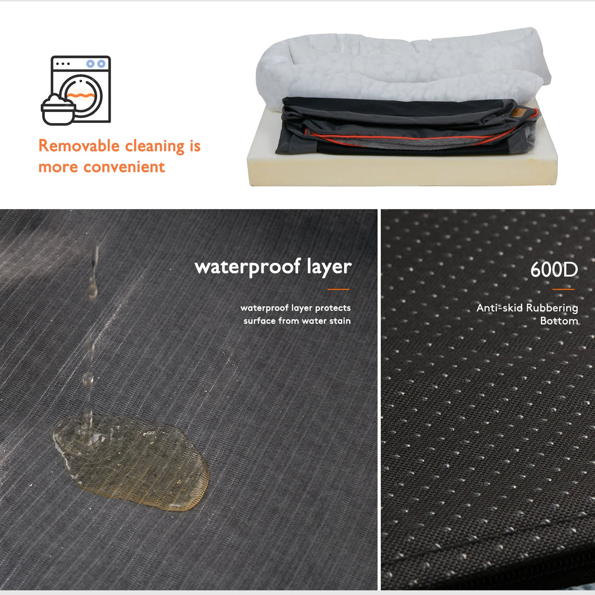 BINGOPAW Comfortable Foam Dog Bed With Removable Washable Cover