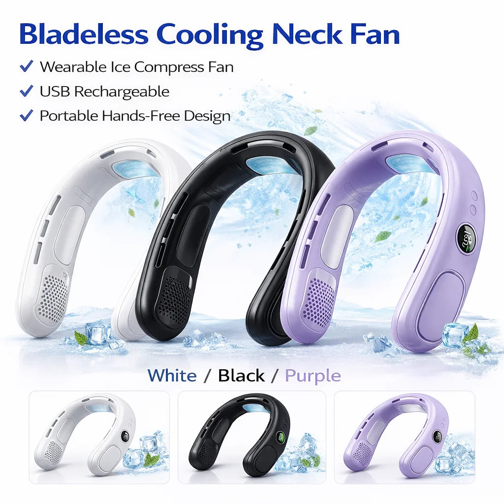 Portable Bladeless Neck Fan With Five Speed Adjustable Cooling