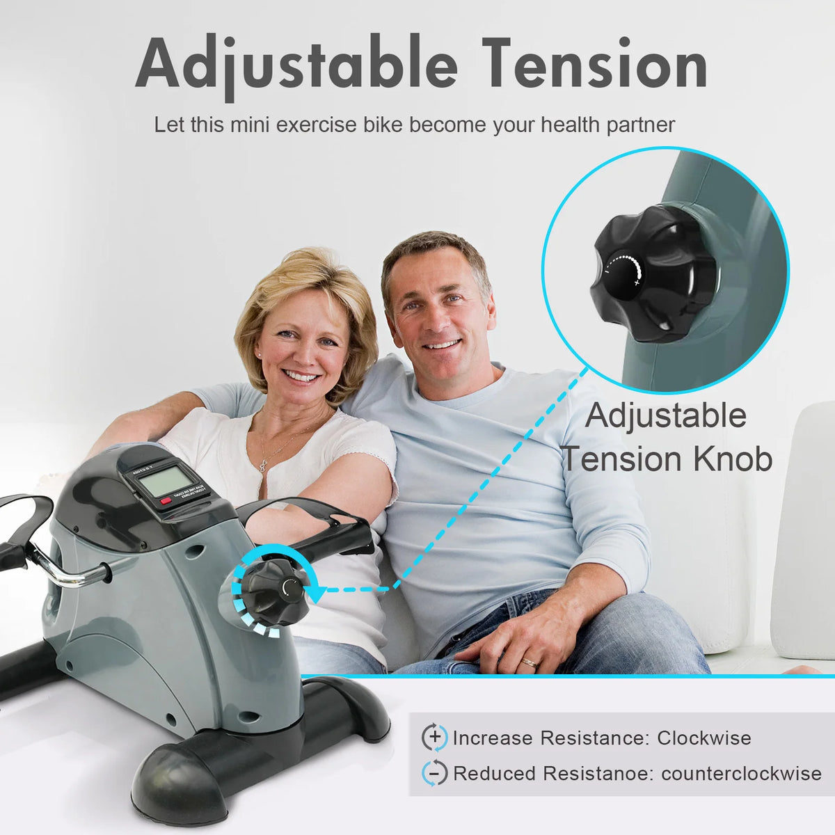 Motorized Under Desk Pedal Exerciser Bike With Digital LCD Display
