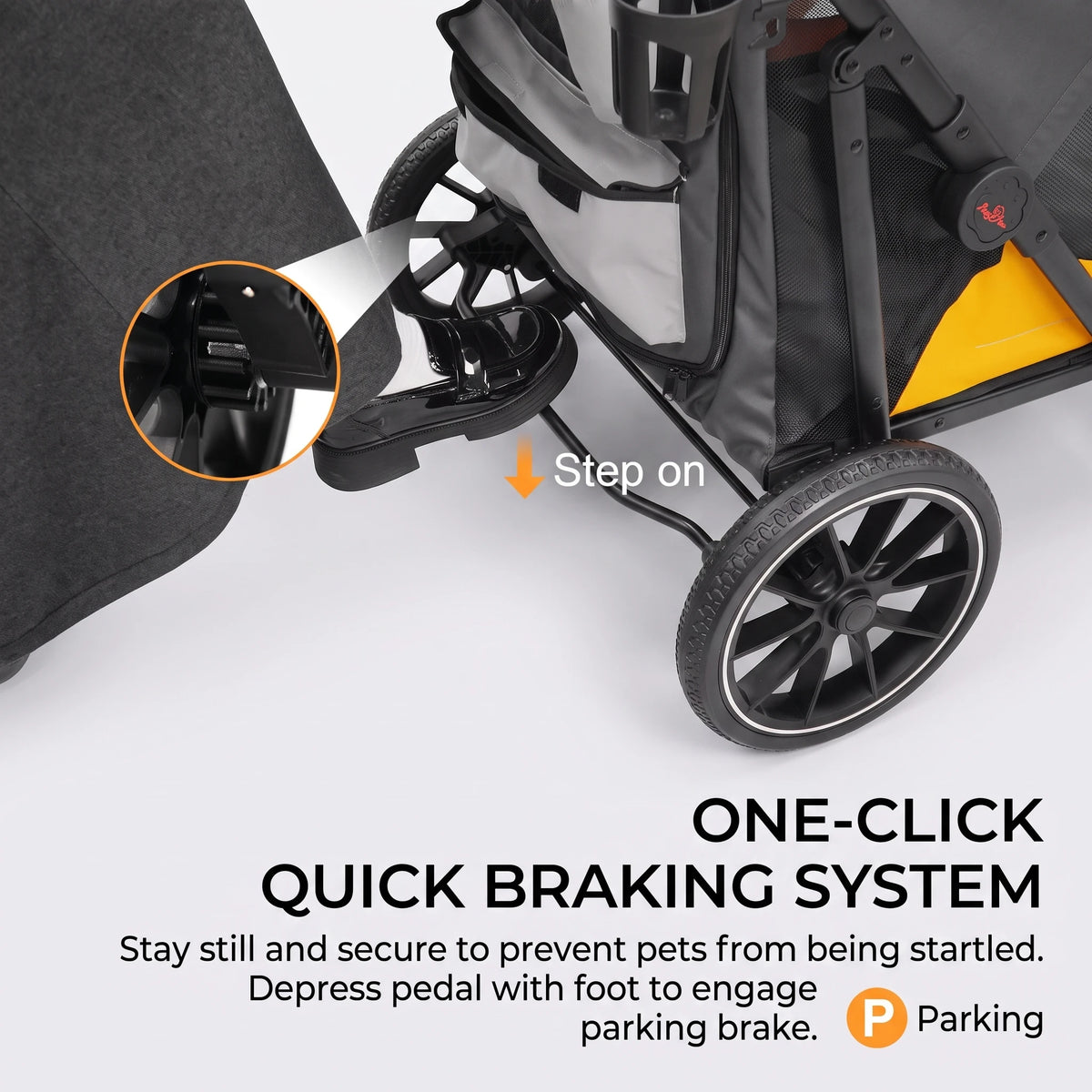 BingoPaw Foldable Dog Stroller with Dual Entry and Shock Absorption