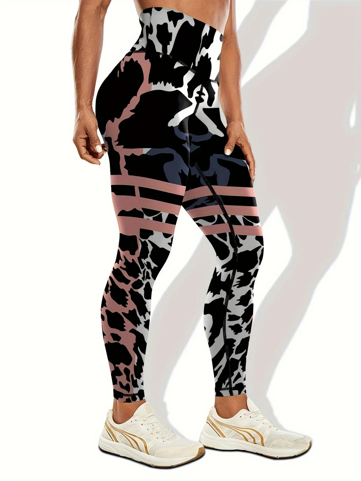 Women's High Waist Leopard Print Stretch Yoga Leggings for Workouts
