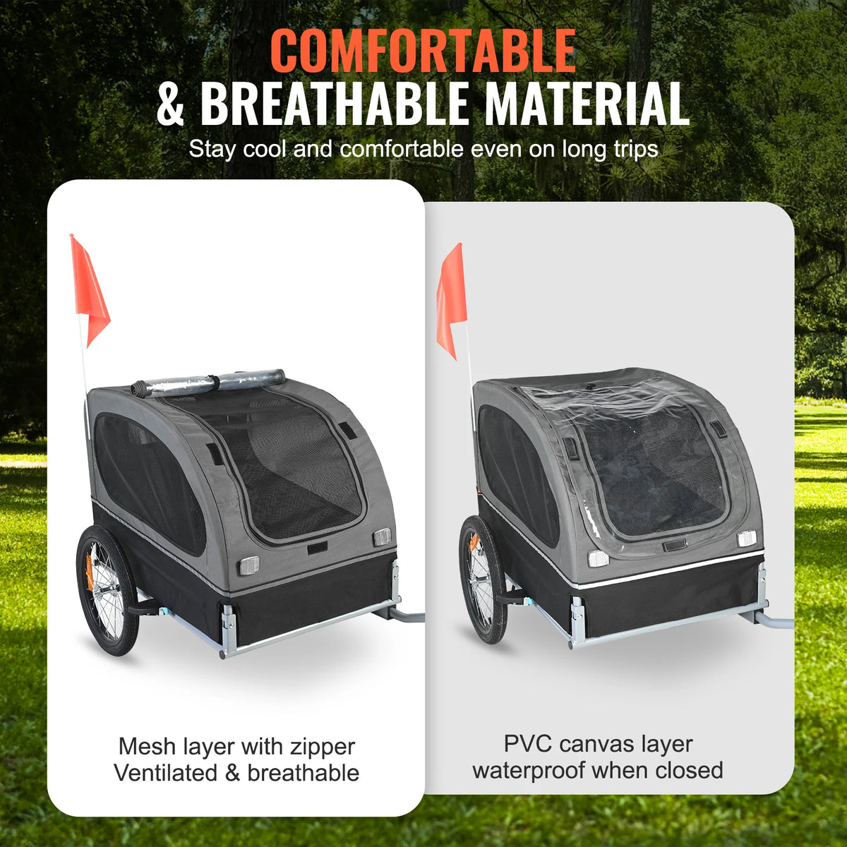 SucceBuy Collapsible Dog Bike Trailer Pet Carrier with Wheels