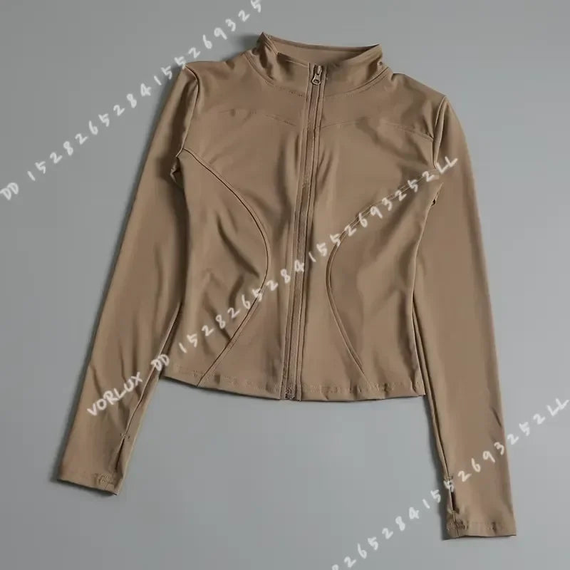 Women's Zip Up Yoga Shirt for Running and Gym Workouts
