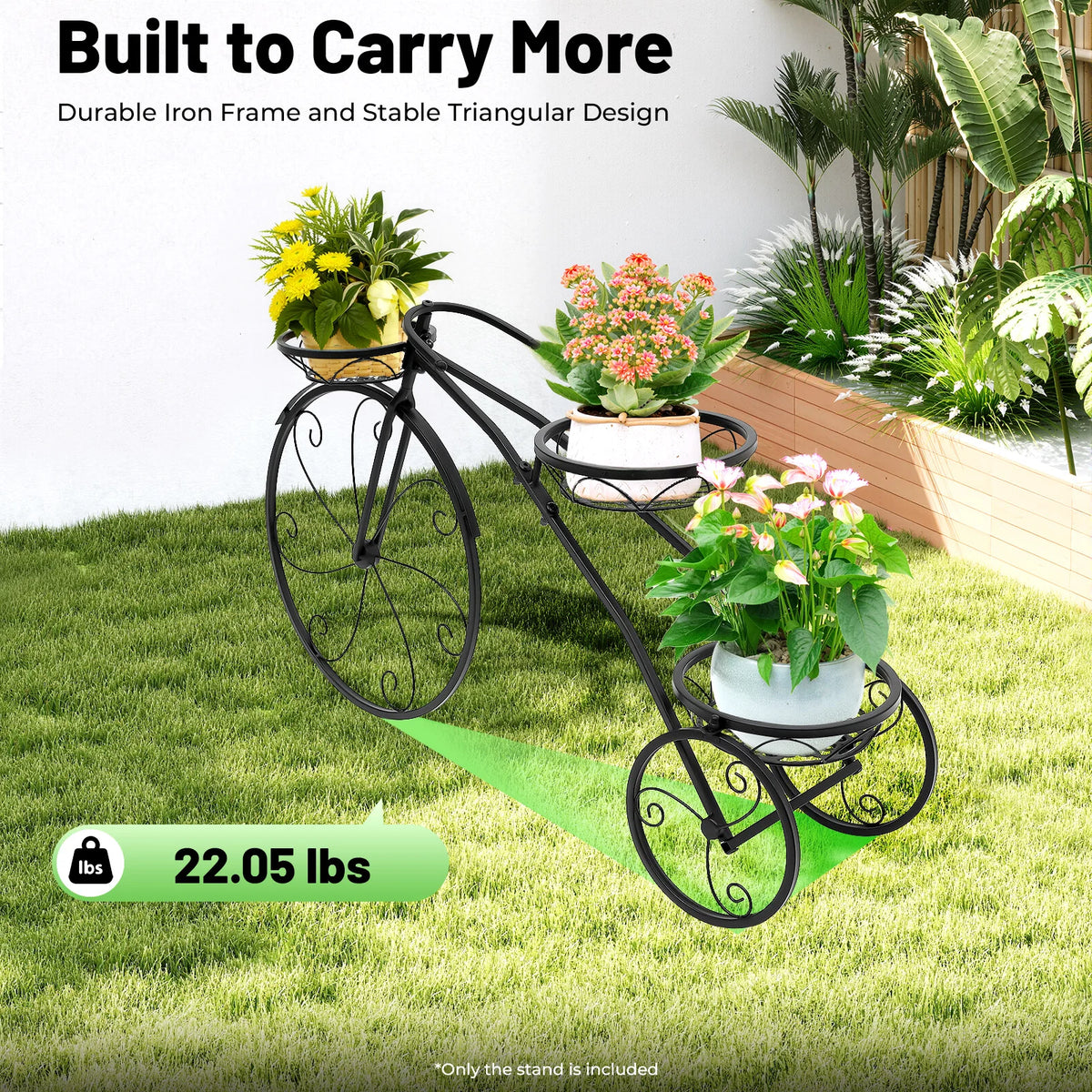 Tricycle Three Tier Iron Plant Stand For Home And Garden Decor