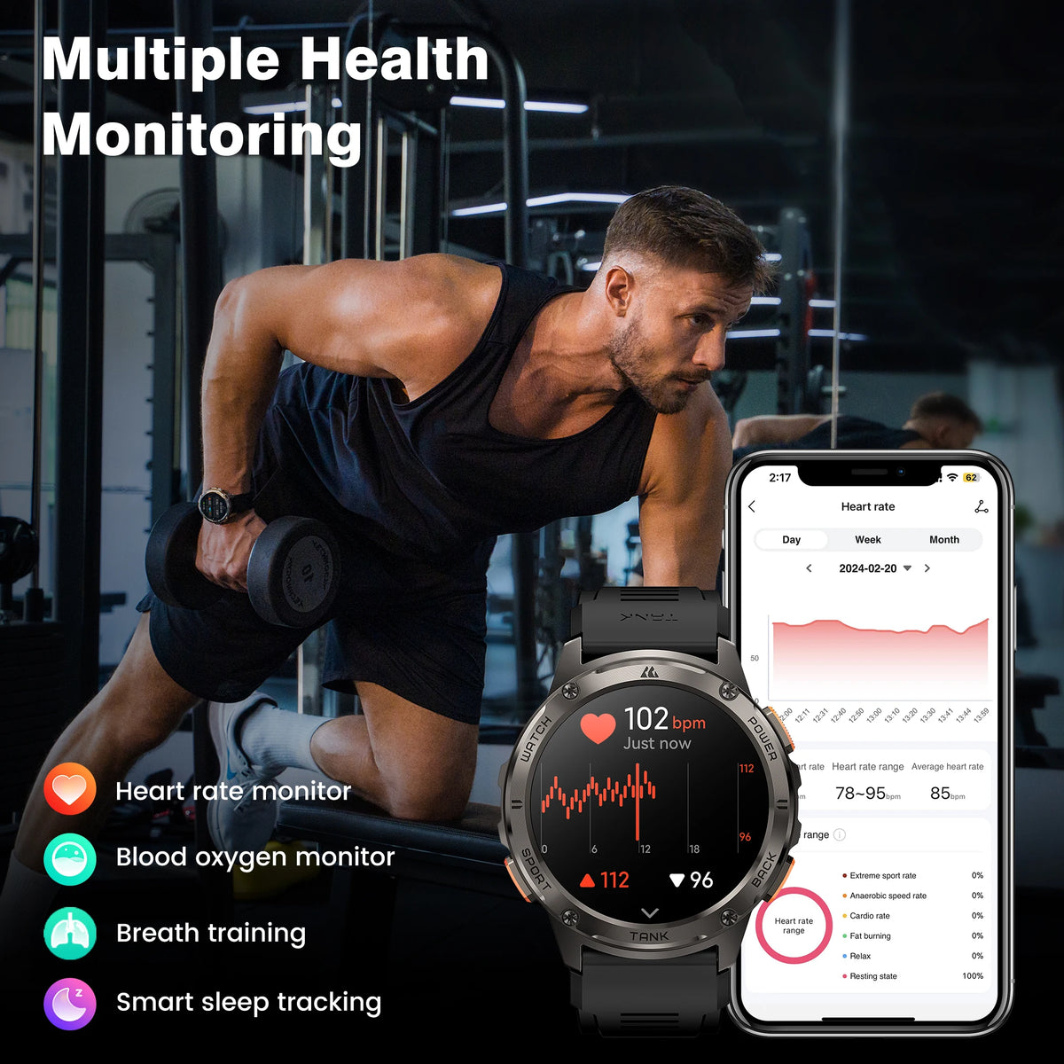 KOSPET Tank T3 AMOLED Smartwatch Bluetooth Calling Fitness Tracking