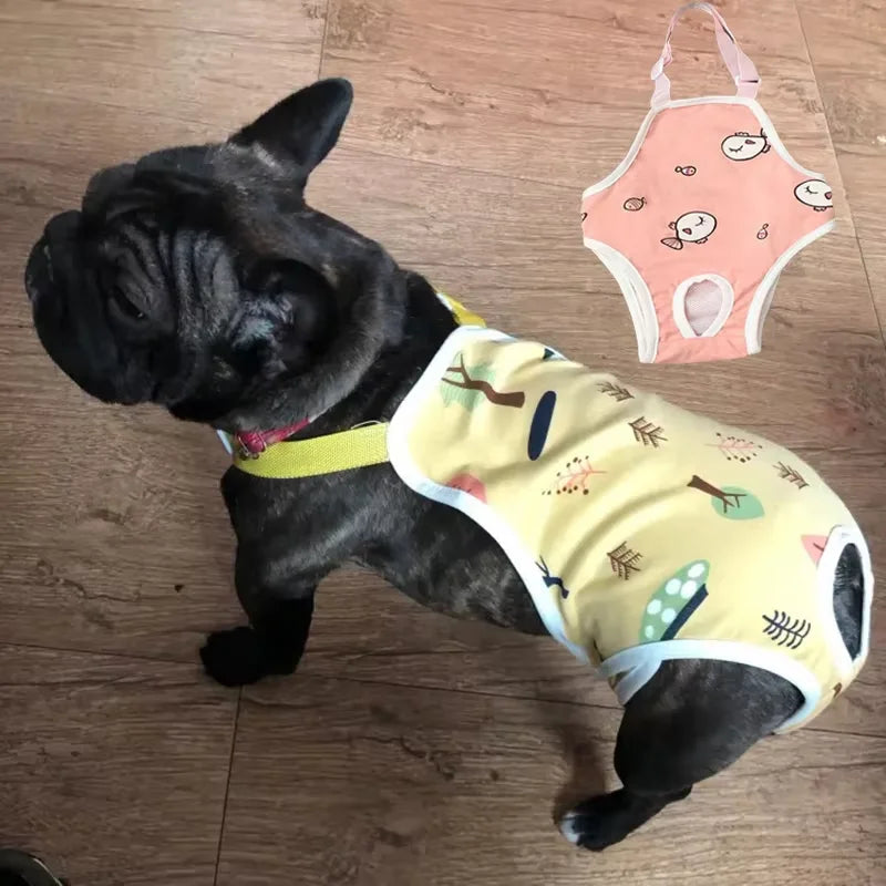 Washable Female Dog Diaper Pants With Adjustable Shoulder Straps