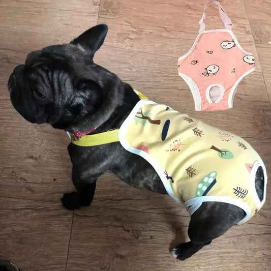 Washable Female Dog Diaper Pants With Adjustable Shoulder Straps