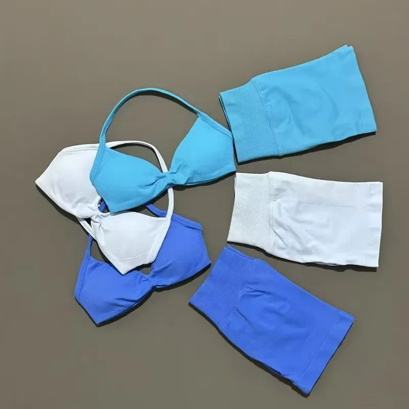 Seamless Yoga Bra And Scrunch Shorts Workout Set For Women