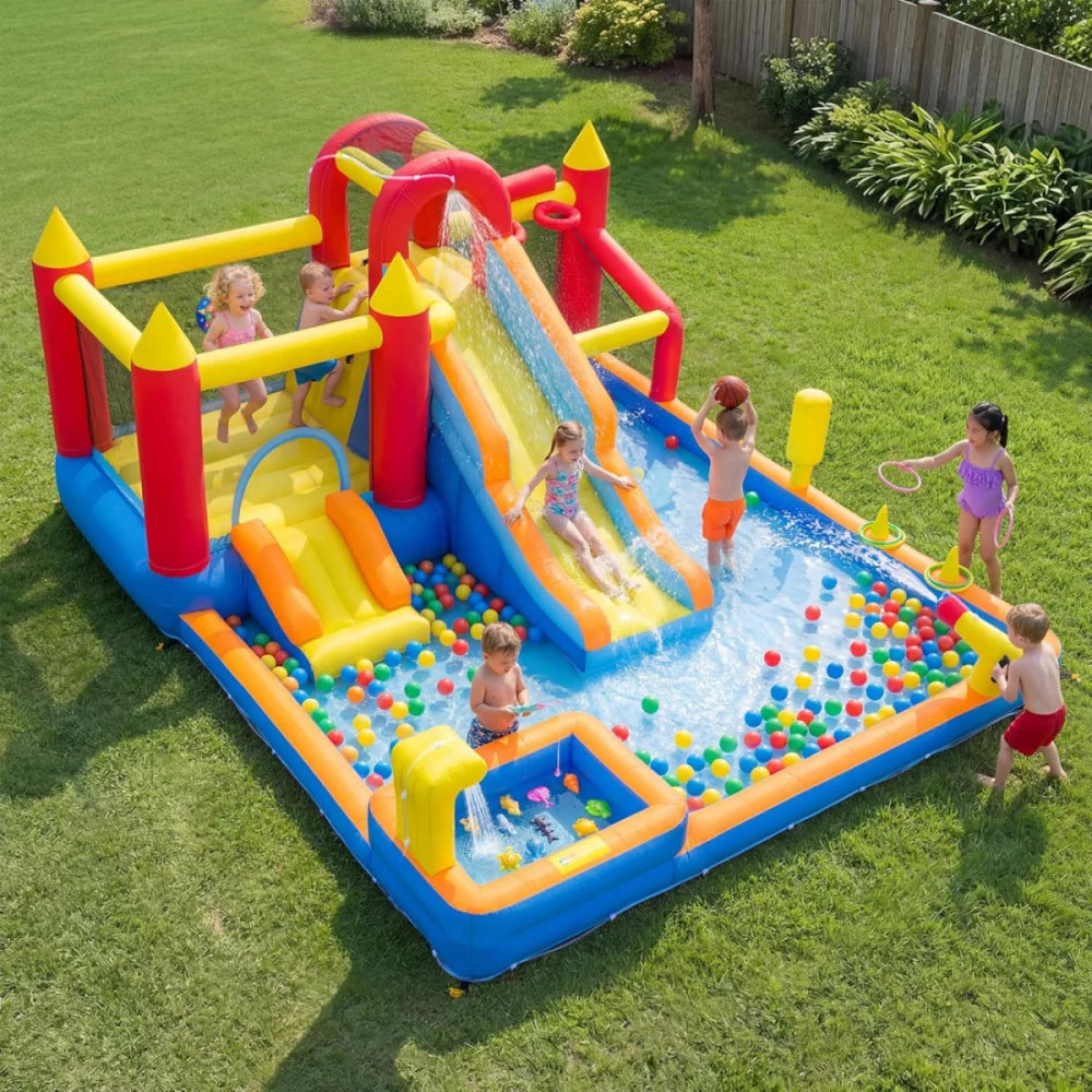 Heavy Duty Inflatable Kids Jump Slide Bouncer With Blower Included