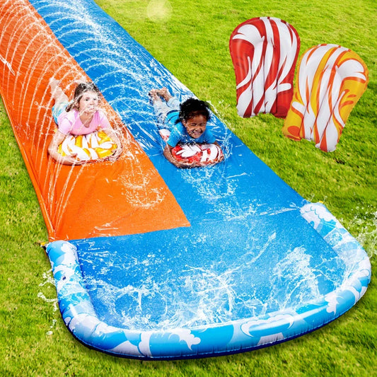 Joyfy Inflatable Water Slide Dual Racing Lanes Splash Sprayer
