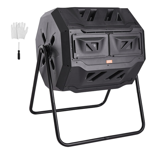 SucceBuy Dual Chamber Tumbling Compost Bin for Garden Composting
