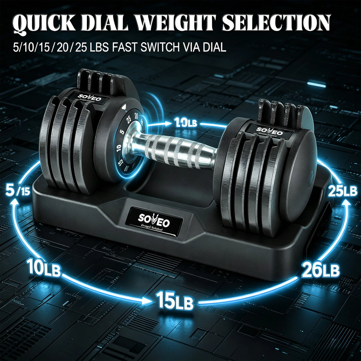 Adjustable Dumbbell Set With Fast Dial And Dual Lock System