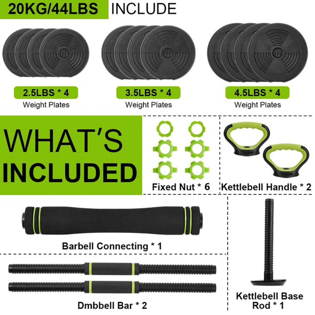 Acekool Adjustable Dumbbell Set With Convertible Home Gym Weights
