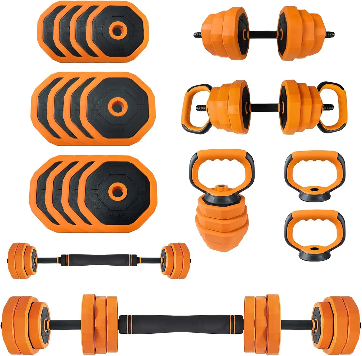 Adjustable Dumbbell Set With Barbell Kettlebell And Push Up Stand
