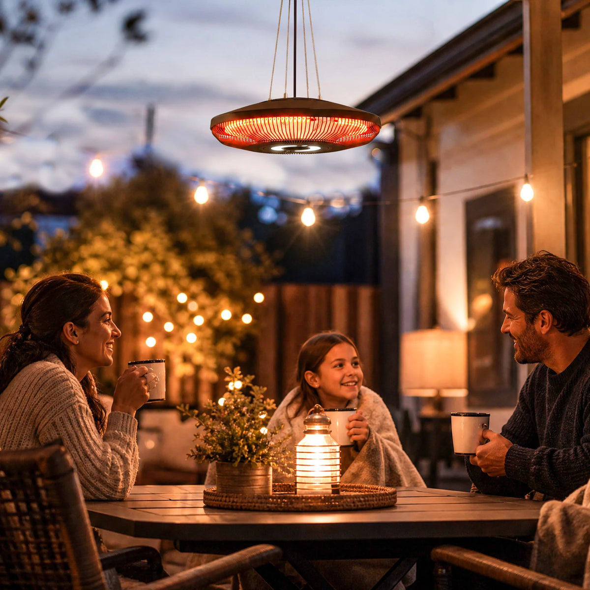 Outsunny Electric Hanging Patio Heater With Integrated LED Lighting