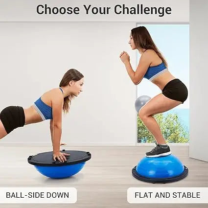 Stability Half Exercise Ball Trainer With Bands For Fitness