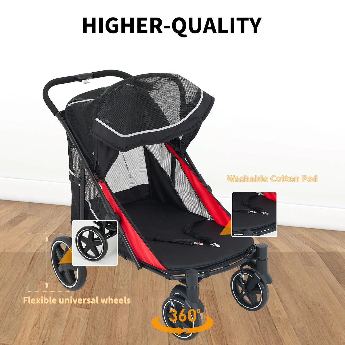 Foldable Pet Stroller for Large Dogs and Two Small Dogs