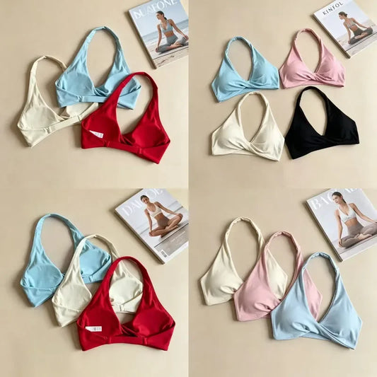 Halter Backless Padded Sports Bra for Yoga and Fitness Workouts
