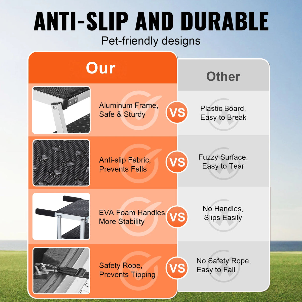SucceBuy Folding Aluminum Dog Car Steps for Cars and SUVs