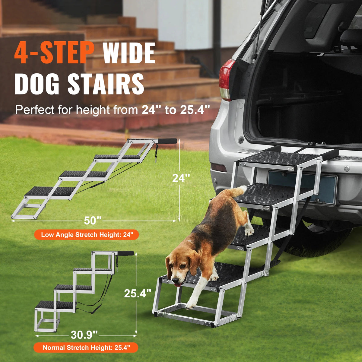 SucceBuy Folding Aluminum Dog Car Steps for Cars and SUVs