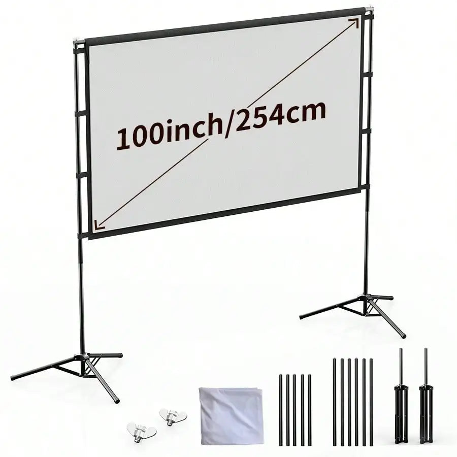 Portable Foldable Projection Screen With Dual Stands For Movie Theater
