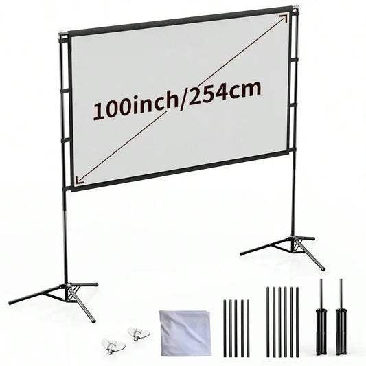 Portable Foldable Projection Screen With Dual Stands For Movie Theater