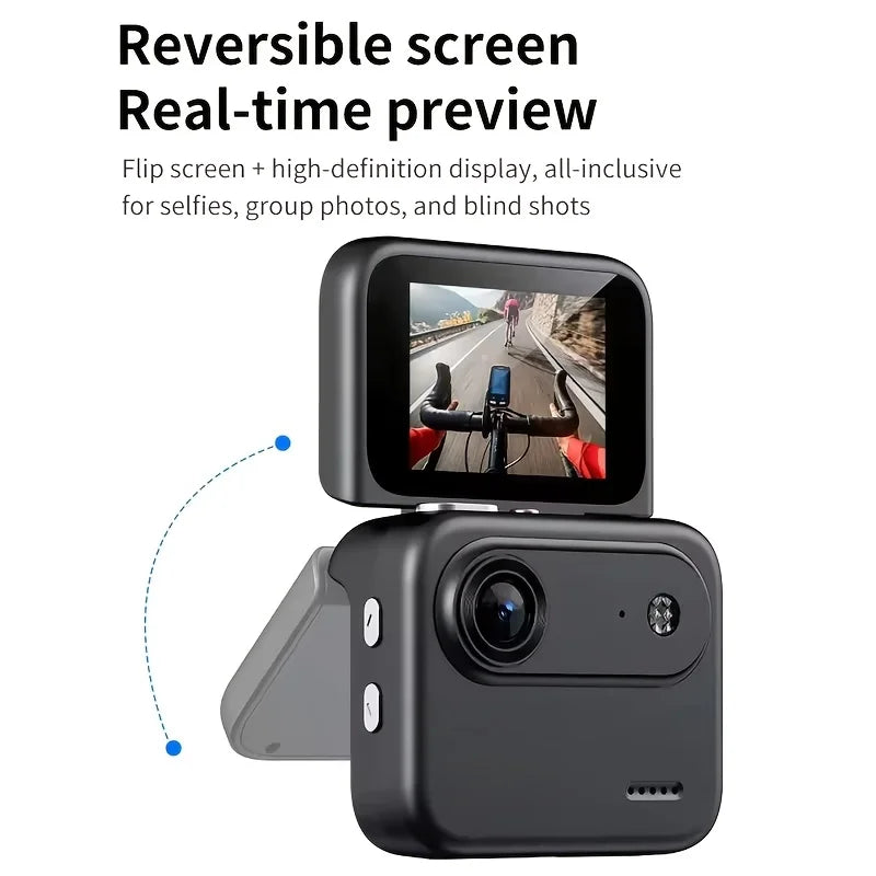 4K Flip Screen Action Camera With Anti Shake For Vlogging