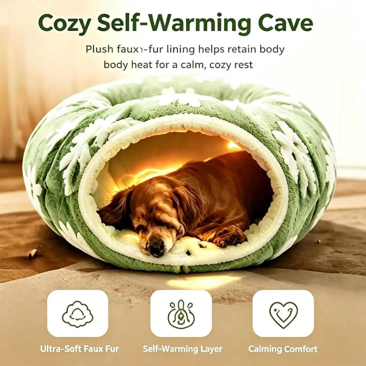 Flower Plush Dachshund Tunnel Bed With Foldable Pet Sofa