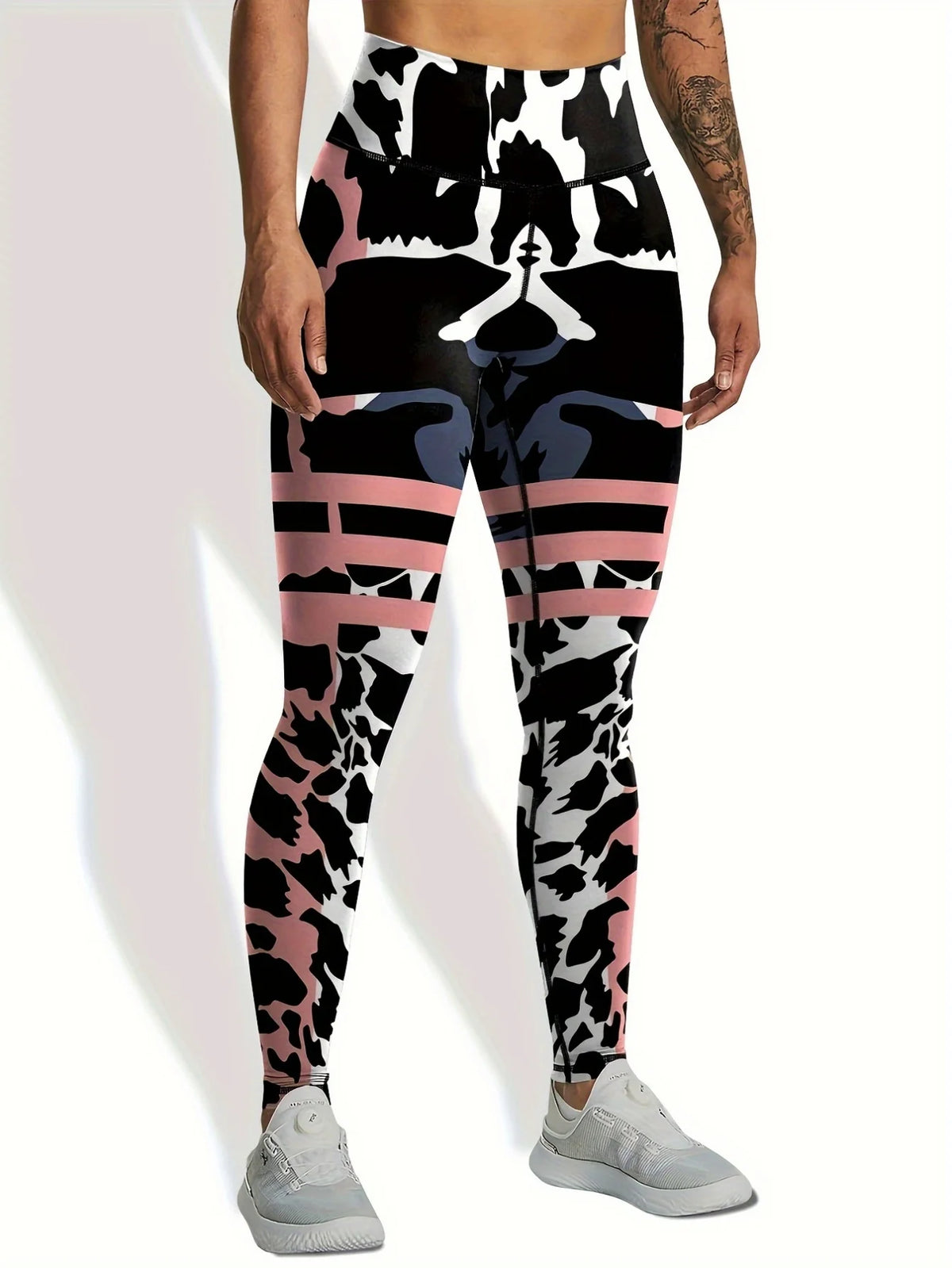 Women's High Waist Leopard Print Stretch Yoga Leggings for Workouts