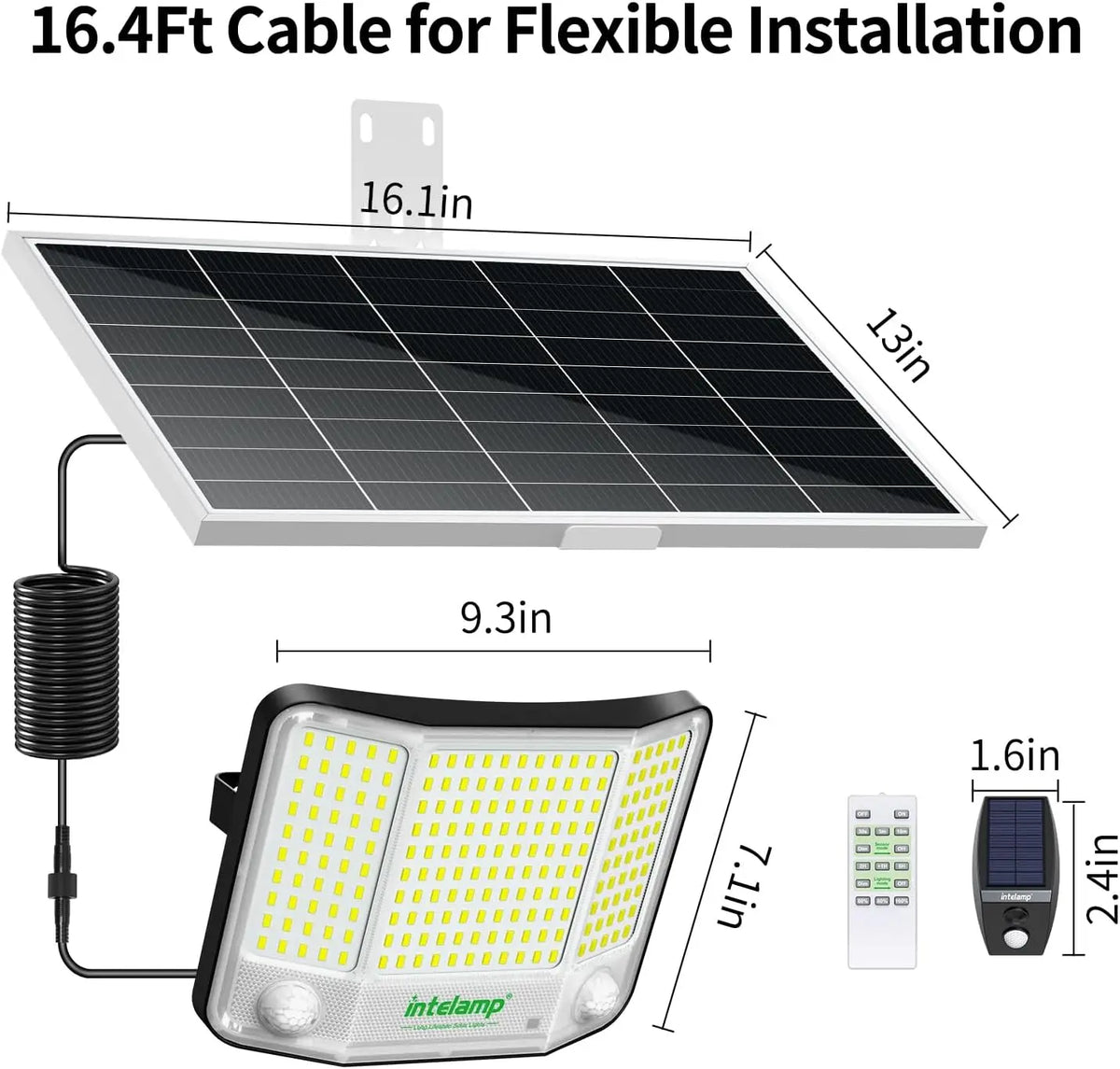 Intelamp Solar Motion Sensor Flood Light for Outdoor Areas