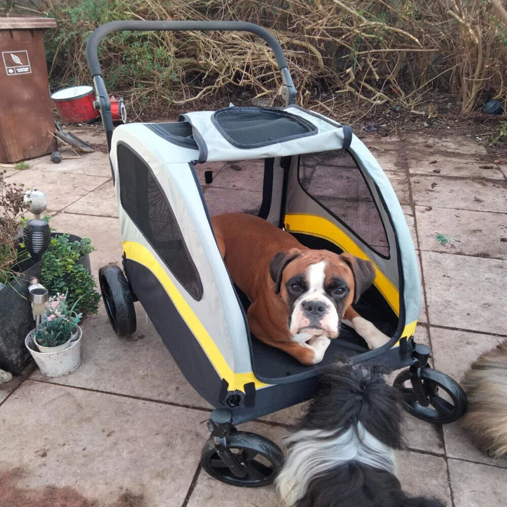 Foldable Dog Stroller Pram With Four Wheels For Travel