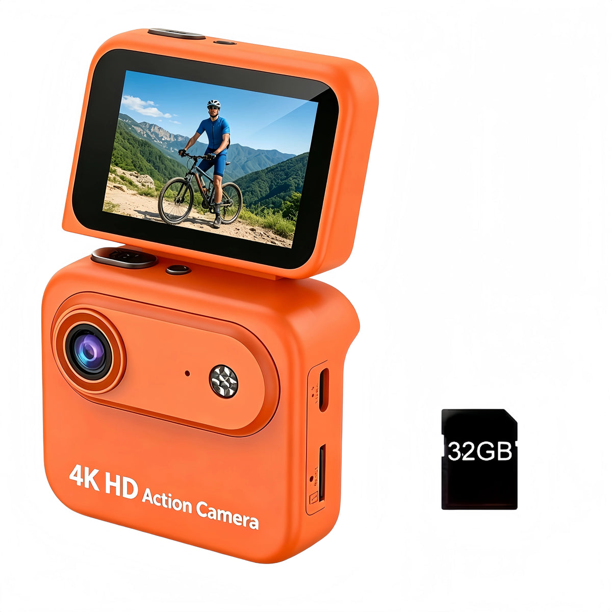4K Flip Screen Action Camera With Anti Shake For Vlogging