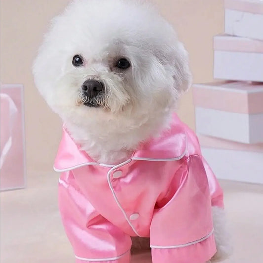 Silk Button Closure Pajamas for Dogs and Cats Pet Clothing