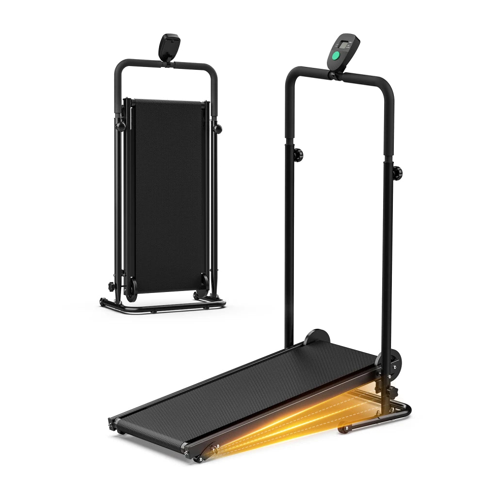 AKLUER Non Motorized Treadmill With Adjustable Incline And LCD Monitor