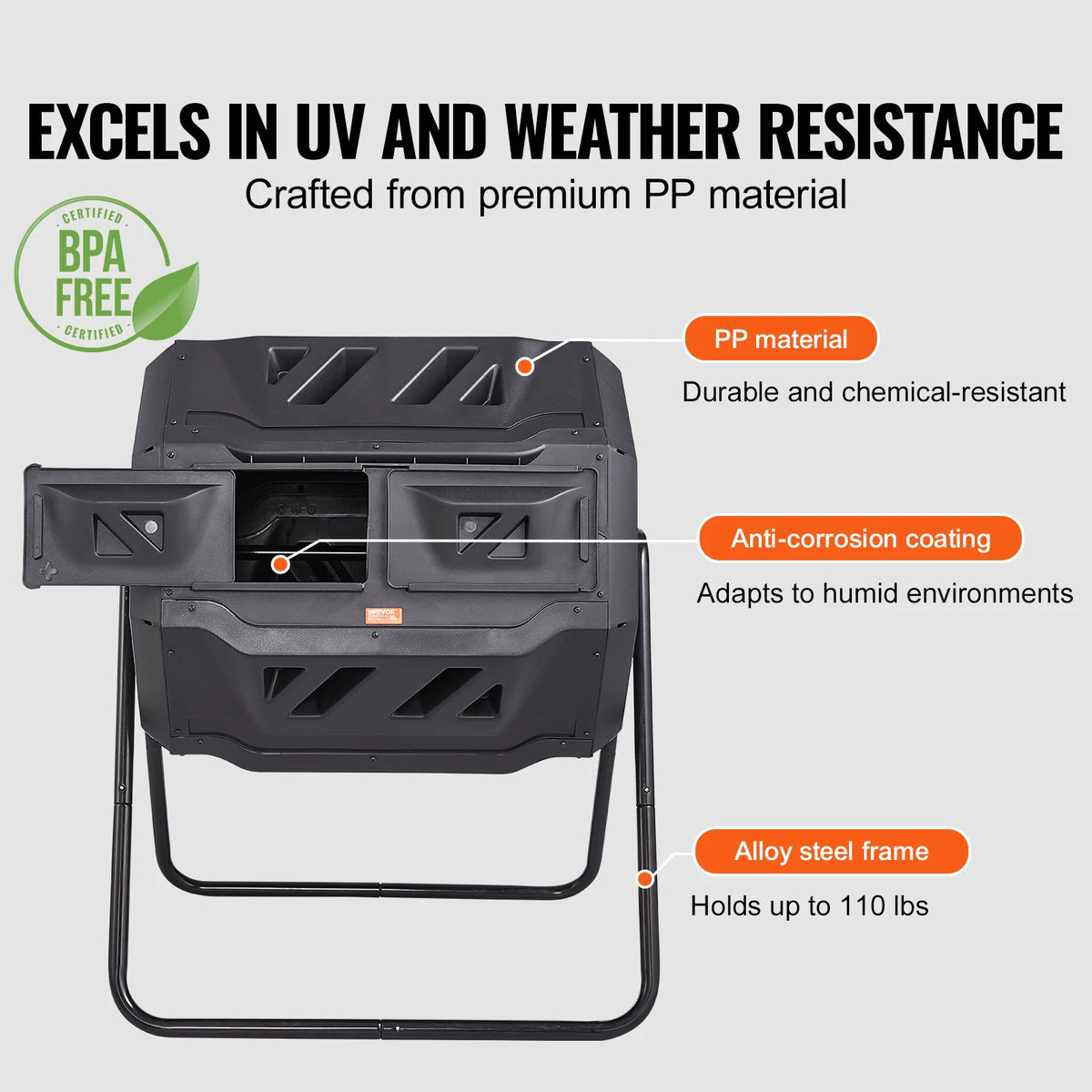 SucceBuy Dual Chamber Tumbling Compost Bin for Garden Composting