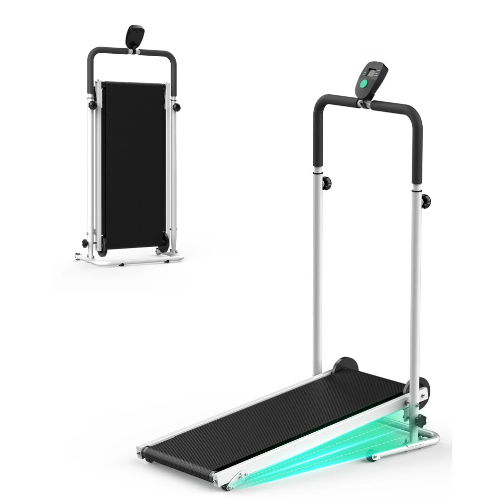 AKLUER Non Motorized Treadmill With Adjustable Incline And LCD Monitor