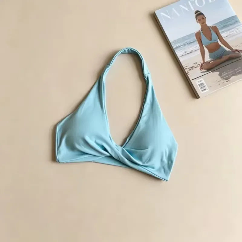 Halter Backless Padded Sports Bra for Yoga and Fitness Workouts
